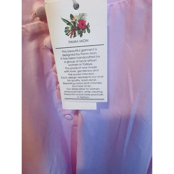 FANM MON Demre Linen Embroidered Maxi Dress Medium Ruffle Sleeve - Picture 7 of 8